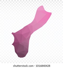 Map polygonal-Guam map. Multicolored country map in geometric triangle style for your infographics. Vector illustration eps 10.