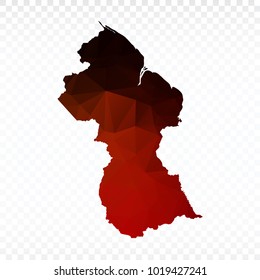 Map polygonal-Guyana map. Multicolored country map in geometric triangle style for your infographics. Vector illustration eps 10.