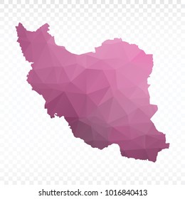 Map polygonal-Iran map. Multicolored country map in geometric triangle style for your infographics. Vector illustration eps 10.