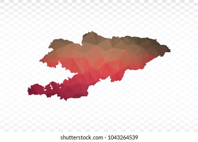 Map polygonal-Kyrgyzstan map. Multicolored country map in geometric triangle style for your infographics and earth template for website. Vector illustration eps 10.