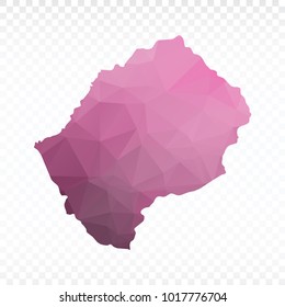 Map polygonal-Lesotho map. Multicolored country map in geometric triangle style for your infographics. Vector illustration eps 10.