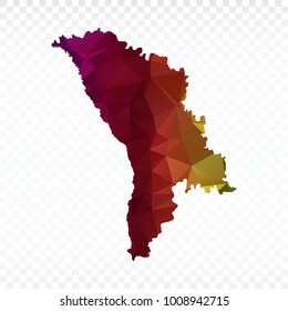 Map polygonal-Moldova map. Multicolored country map in geometric triangle style for your infographics. Vector illustration eps 10.