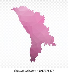 Map polygonal-Moldova map. Multicolored country map in geometric triangle style for your infographics. Vector illustration eps 10.