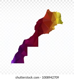 Map polygonal-Morocco map. Multicolored country map in geometric triangle style for your infographics. Vector illustration eps 10.