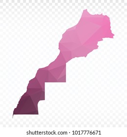 Map polygonal-Morocco map. Multicolored country map in geometric triangle style for your infographics. Vector illustration eps 10.