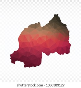 Map polygonal-Rwanda map. Multicolored country map in geometric triangle style for your infographics and earth template for website. Vector illustration eps 10.