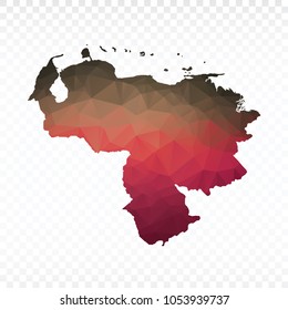 Map polygonal-Venezuela map. Multicolored country map in geometric triangle style for your infographics and earth template for website. Vector illustration eps 10.