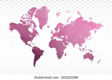 Mapa del mundo poligonal. Mapa de país multicolor en estilo de triángulo geométrico para sus infografías. Ilustración vectorial, pasos 10.