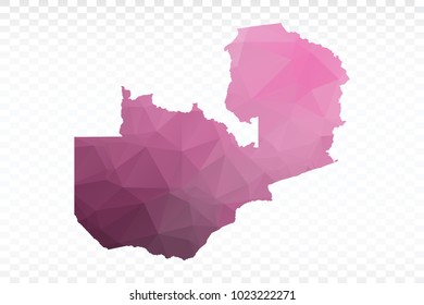 Map polygonal-Zambia map. Multicolored country map in geometric triangle style for your infographics. Vector illustration eps 10.