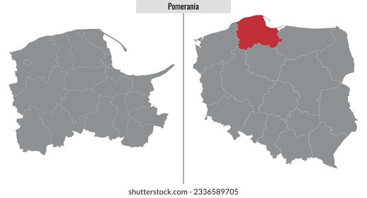 map of Pomerania voivodship province of Poland and location on Polish map