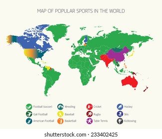 Map Popular Sports World Stock Vector (Royalty Free) 233402425 ...