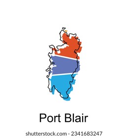 Map of Port Blair World Map International vector template with outline graphic sketch style isolated on white background