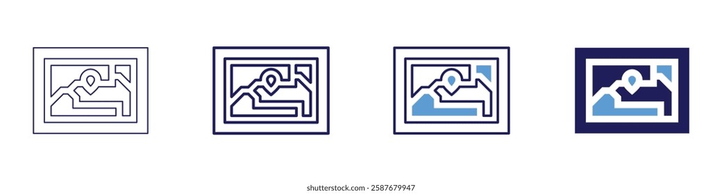 Map portal icon in 4 different styles. Thin Line, Line, Bold Line, Duotone. Duotone style. Editable stroke.