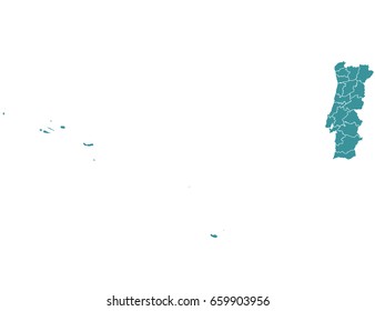 map of portuga isolated on white background