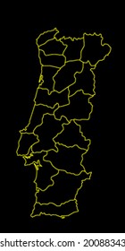 map of portugal black and yellow vector illustration