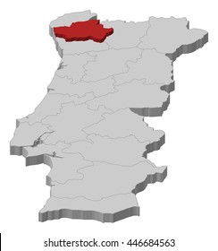 Map - Portugal, Braga - 3D-Illustration