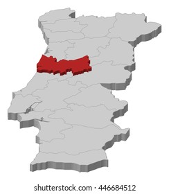 Map - Portugal, Coimbra - 3D-Illustration