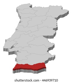 Map - Portugal, Faro - 3D-Illustration