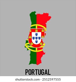 map of Portugal with flag, vector illustration