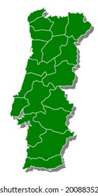 map of portugal green ecology vector illustration