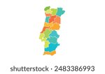 Map of Portugal isolated modern colorful style. for website layouts, background, education, precise, customizable, Travel worldwide, map silhouette backdrop, earth geography, political, reports. 