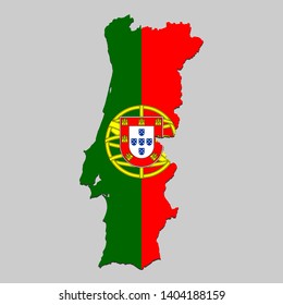 Map of Portugal with national flag. Vector Illustration.