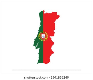 Map of Portugal on a white background, Independence Day of Portugal, Portugal, Editable Vector illustration of Portugal Map, National Day design, Map Flag