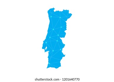Map of Portugal from Polygonal wire frame low poly mesh,Portugal map Vector Illustration EPS10.