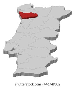 Map - Portugal, Porto - 3D-Illustration