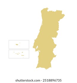 Map of Portugal, sign silhouette. World map Globe. Vector Illustration isolated on white background. Europe continent.