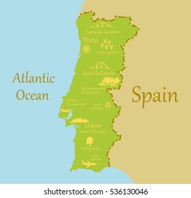 Map of Portugal - vector illustration