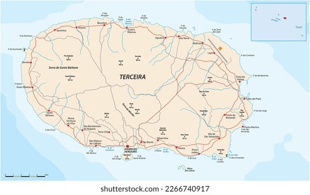 Map of the Portuguese Azores island of Terceira