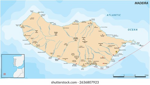 Map of the Portuguese island of Madeira