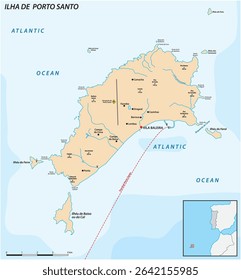 Map of the Portuguese island of Porto Santo, Madeira