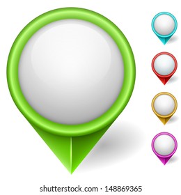 Map position pointer color vector set isolated on black background.