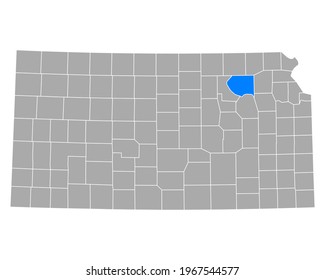 Map of Pottawatomie in Kansas on white