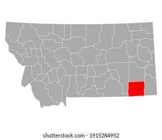 Map Of Powder River In Montana On White