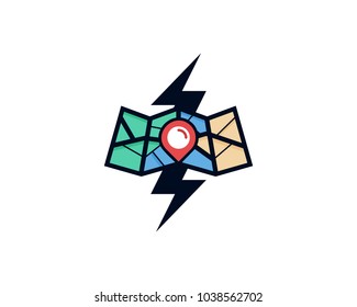 Map Power Energy Icon Logo Design Element