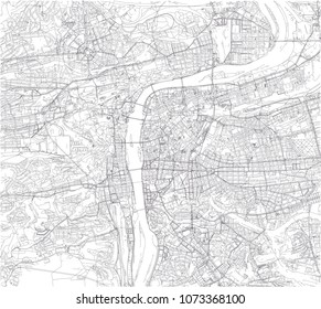 Map of Prague, satellite view, city, Czech Republic. City streets and houses. Capital