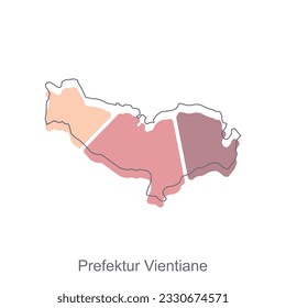 Mapa de la Prefectura Vientiane colorido geométrico con diseño de vector de contorno, Mapa mundial de la plantilla de ilustración de vector de país
