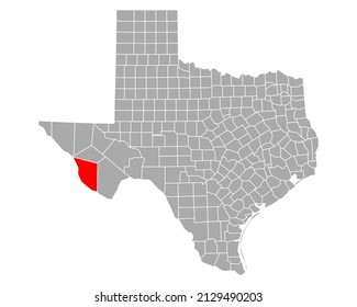 Map of Presidio in Texas on white