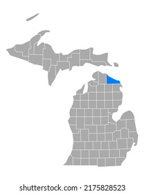 Map of Presque Isle in Michigan on white