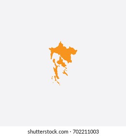 Map of Primorje-Gorski Kotar County - Croatia Vector Illustration Silhouette Design