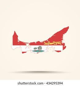 Map of Prince Edward Island in Prince Edward Island flag colors