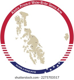 Map of Prince of Wales-Hyder Census Area in Alaska, USA arranged in a circle.