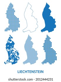 map of Principality of Liechtenstein - vector set of silhouettes in different patterns