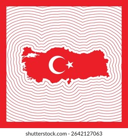 Türkiye map, protection lines around the Turkish Flag