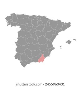 Map of the Province of a Almeria, administrative division of Spain. Vector illustration.