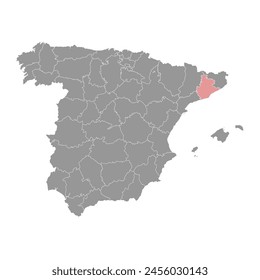 Map of the Province of a Barcelona, administrative division of Spain. Vector illustration.