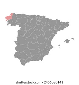 Karte der Provinz A Coruna, administrative Division von Spanien. Vektorillustration.